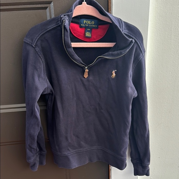 Polo by Ralph Lauren Blue Sweater with Stand-Up Collar and Quarter-Zip - Picture 6 of 6
